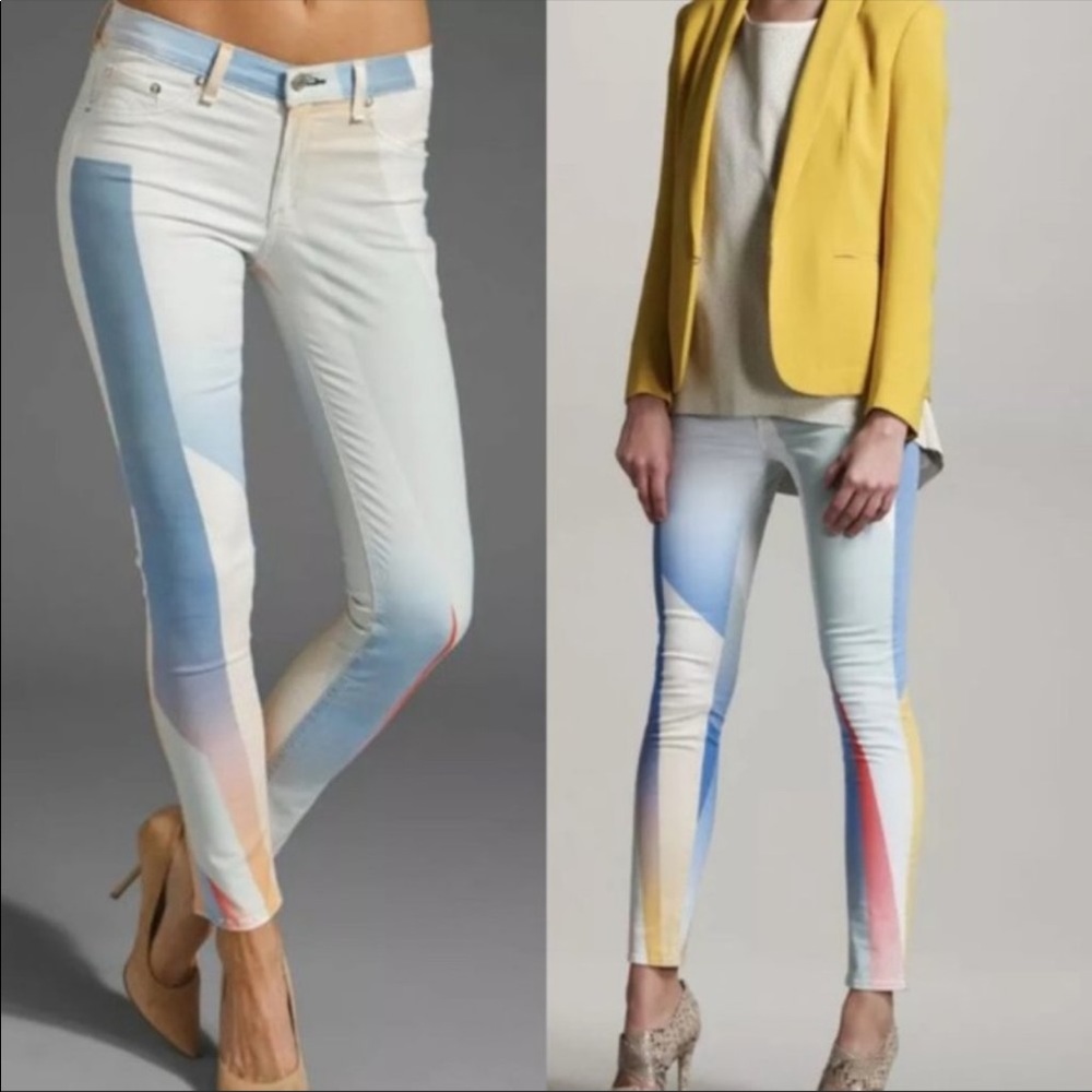 Rag & Bone Goetz Print Skinny Jeans Pastel Geometric Size 26